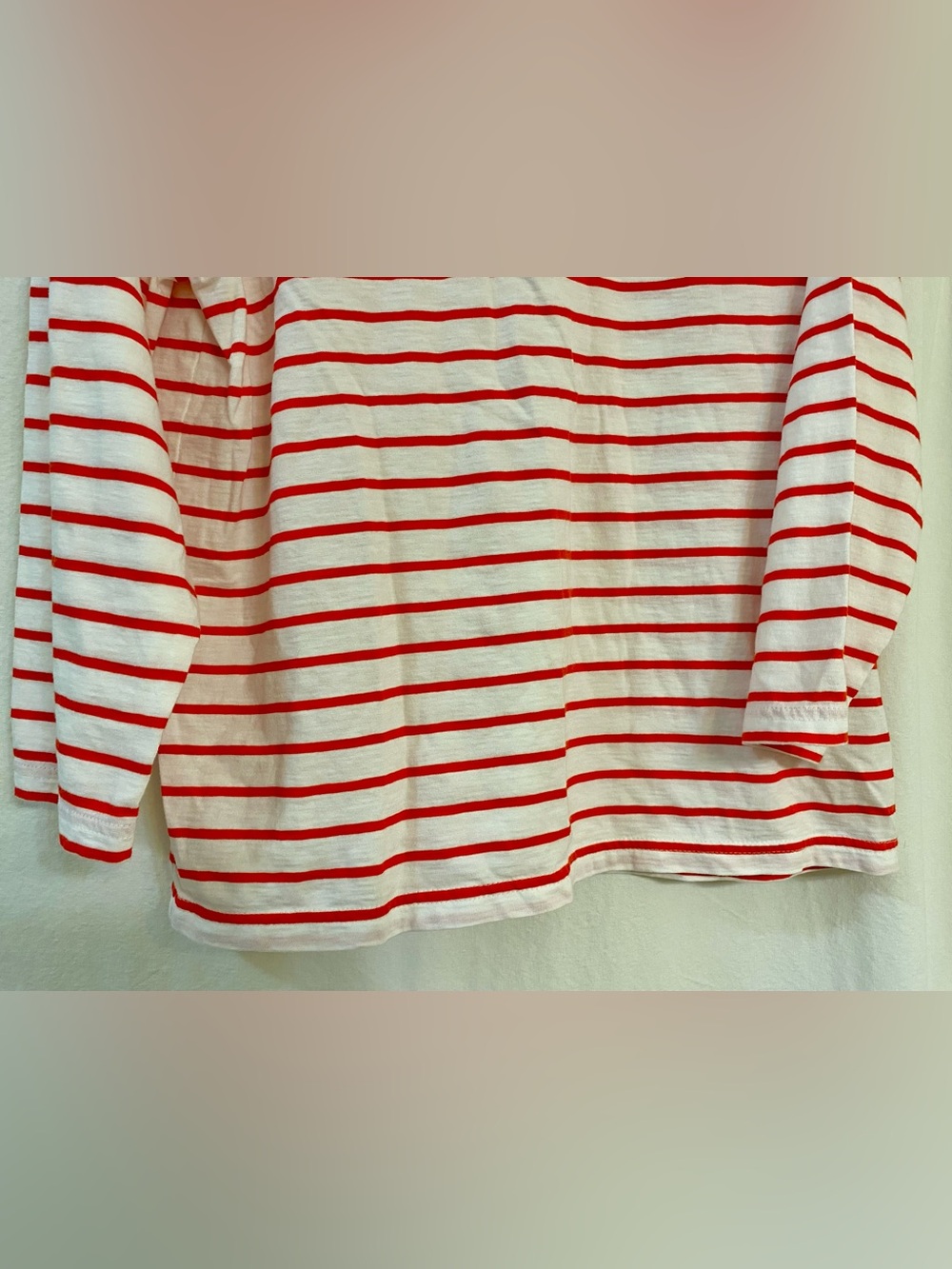 J Crew Red & White Striped Long Sleeve Lightweight Tee Shirt. Size Medium. EC. - Picture 7 of 11